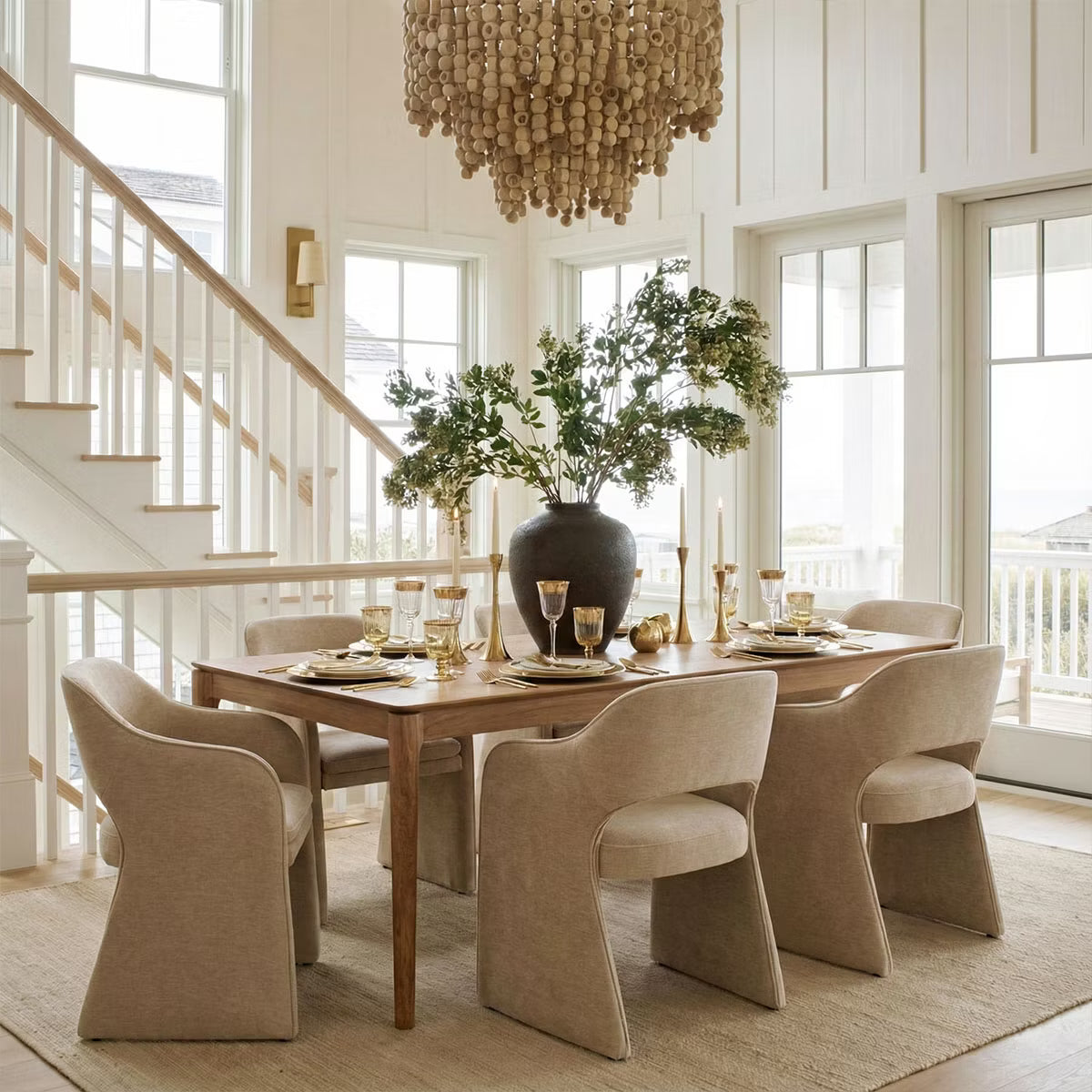 Modern Dining Chairs Set of 6, Fully Upholstered Brie Chenille Kitchen Chairs