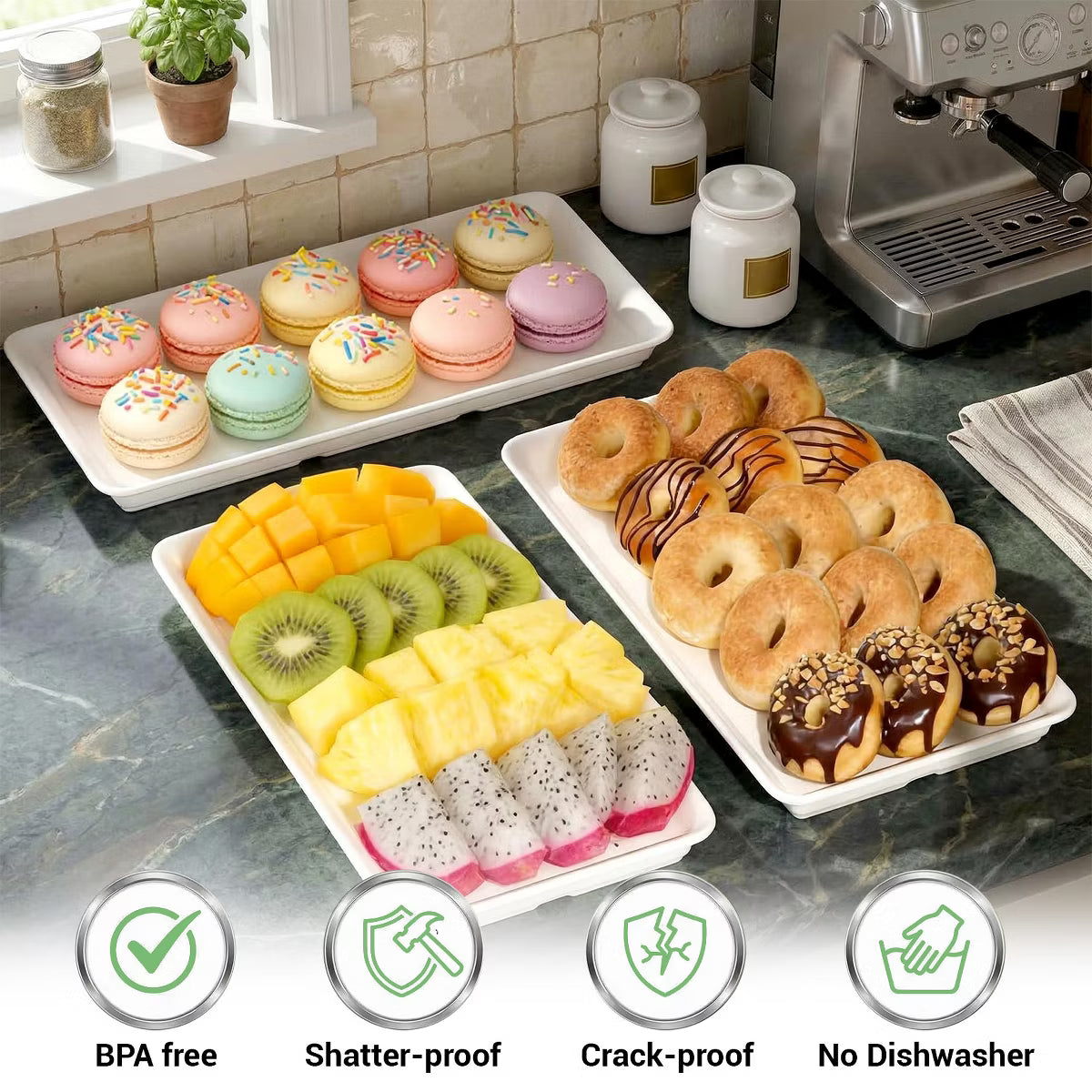 Cake Stand – Culinvaro 4-Tier White Melamine Cake Stand with Black Foldable Metal Rack