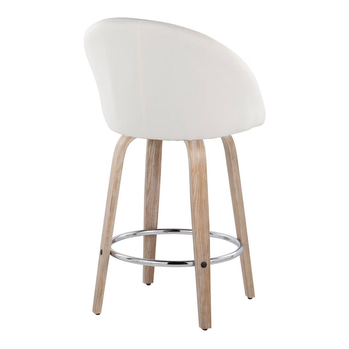 Lumisource Set of 2 Matisse 26" Fixed Height Counter Stools In Whitewashed Wood/Cream Fabric