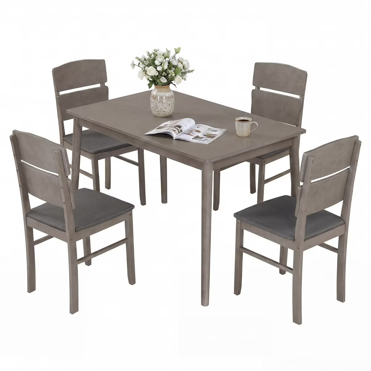Dining Set – Culinvaro 5 PCS Dining Table Set for 4 Farmhouse Wooden Table & 4 Upholstered Chairs