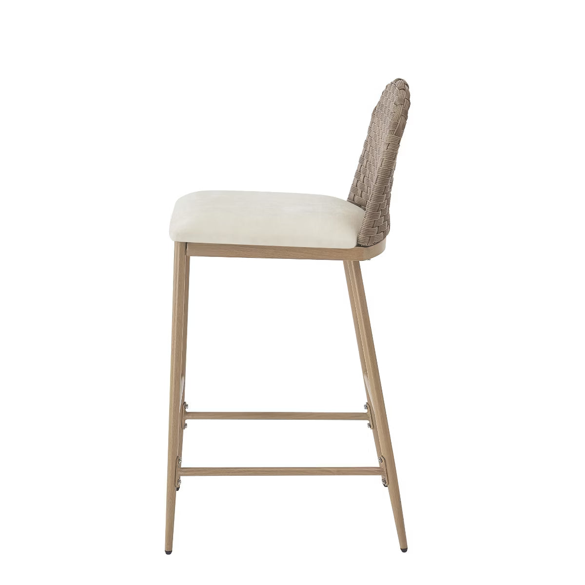 Avirae 29.25" Farmhouse Rattan Upholstered Barstools (Set of 2), Beige/Brown