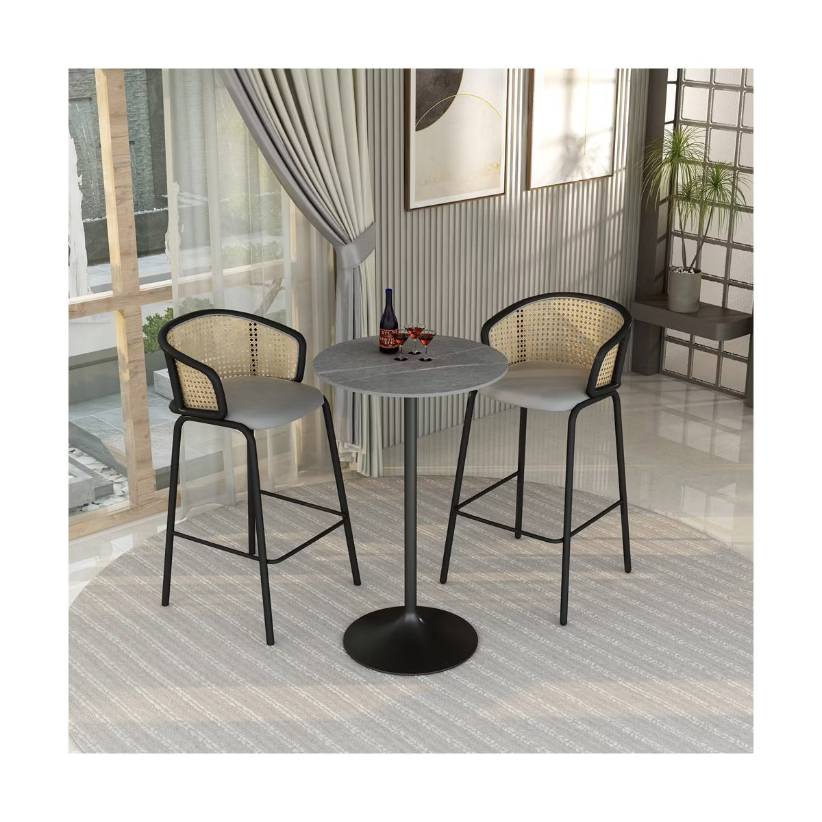 Verve 27" Round Bar Height Dining Table, Sintered Stone Top,