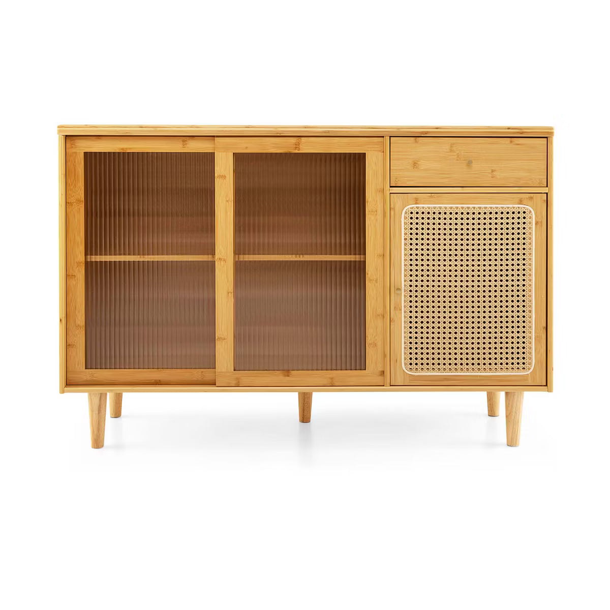 Buffet Cabinet – Culinvaro Buffet Sideboard Cabinet Rattan Console Table with Sliding Doors Storage Drawer
