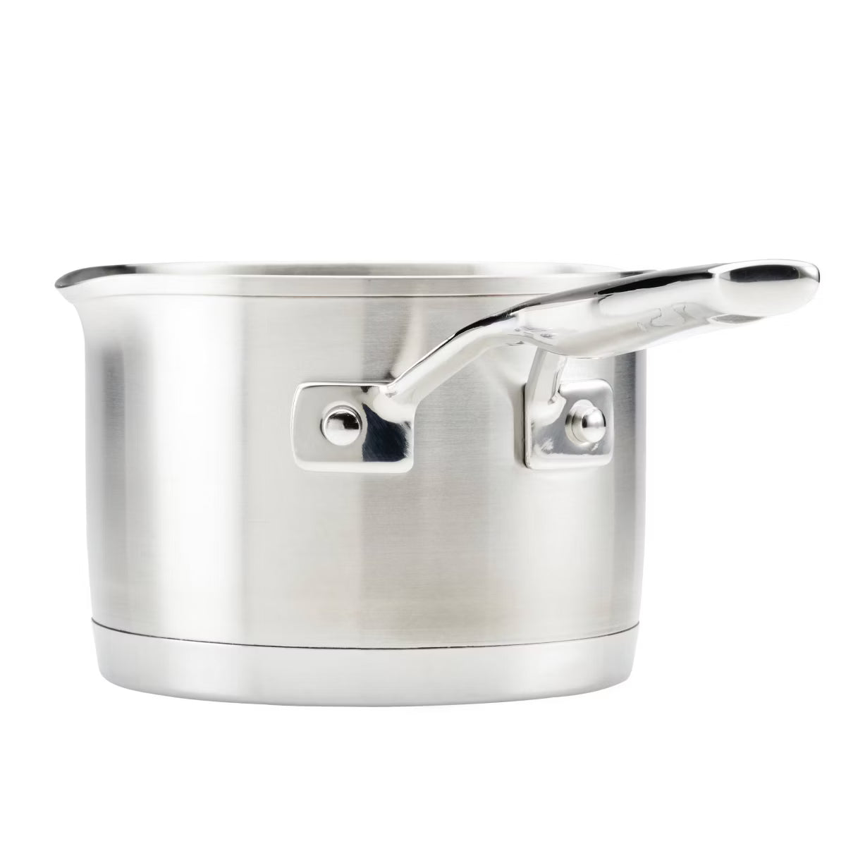 Saucepan – 3-Ply Base 1.5qt Open Saucepan with Spouts – Silver
