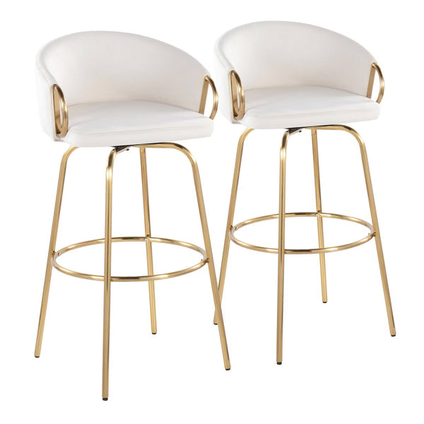 Set of 2 Claire Barstools Gold/Cream