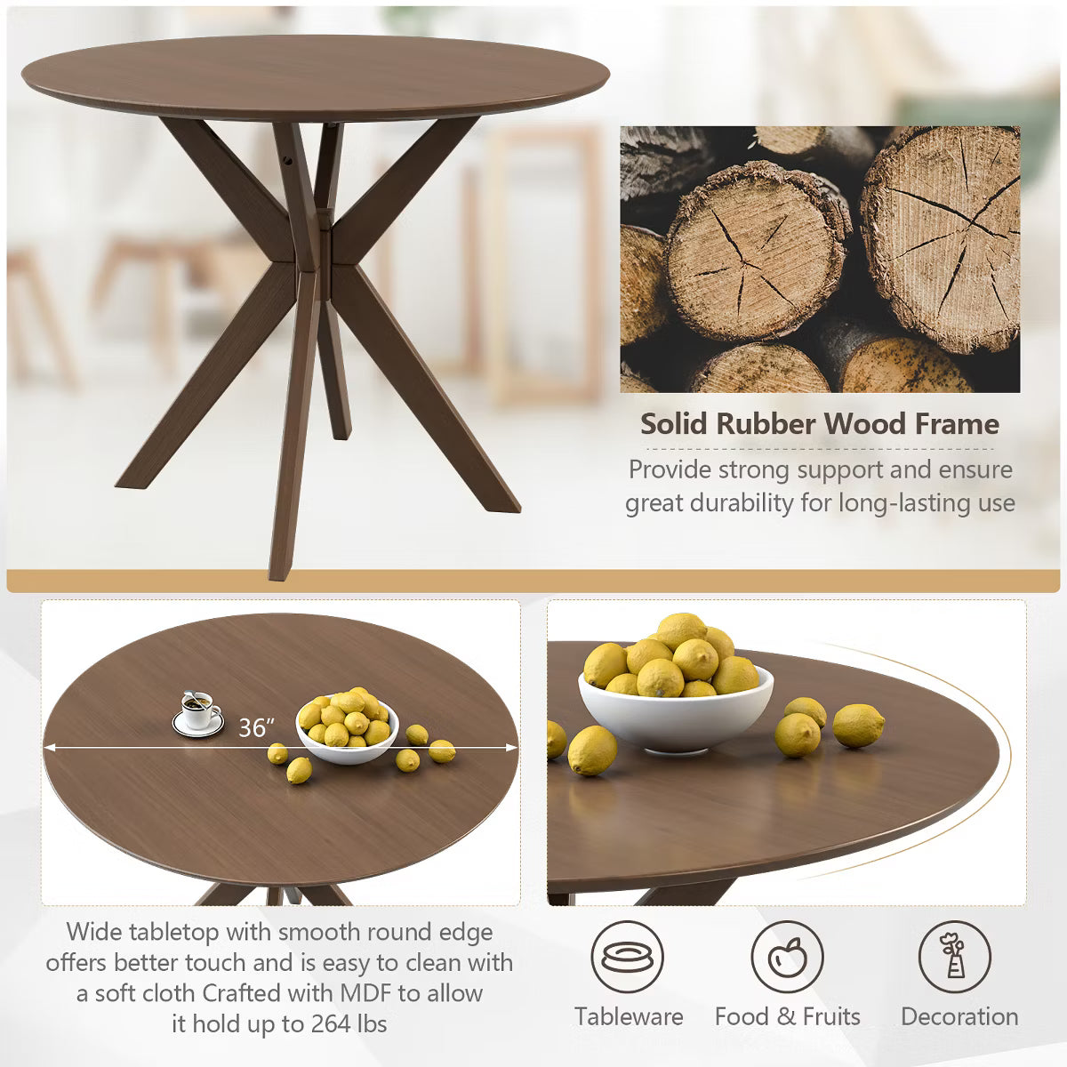 Dining Set – Culinvaro 3 PCS Dining Table Set Modern Round Kitchen Table and Chairs Set for Dining Room