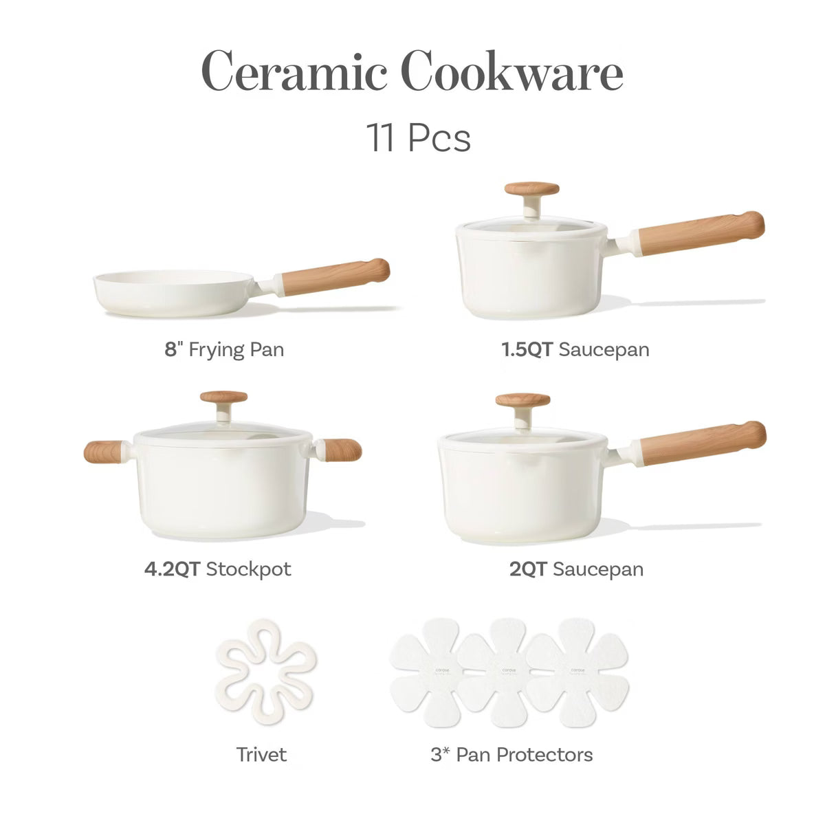 Cookware Set – 11pc Ceramic Nonstick Cookware Set 4.44 out of 5 stars – Cream
