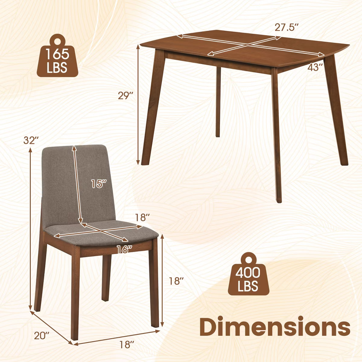 Dining Set – Culinvaro 5-Piece Dining Table Set for 4,Rectangular Kitchen Table withLinen Fabric Chairs