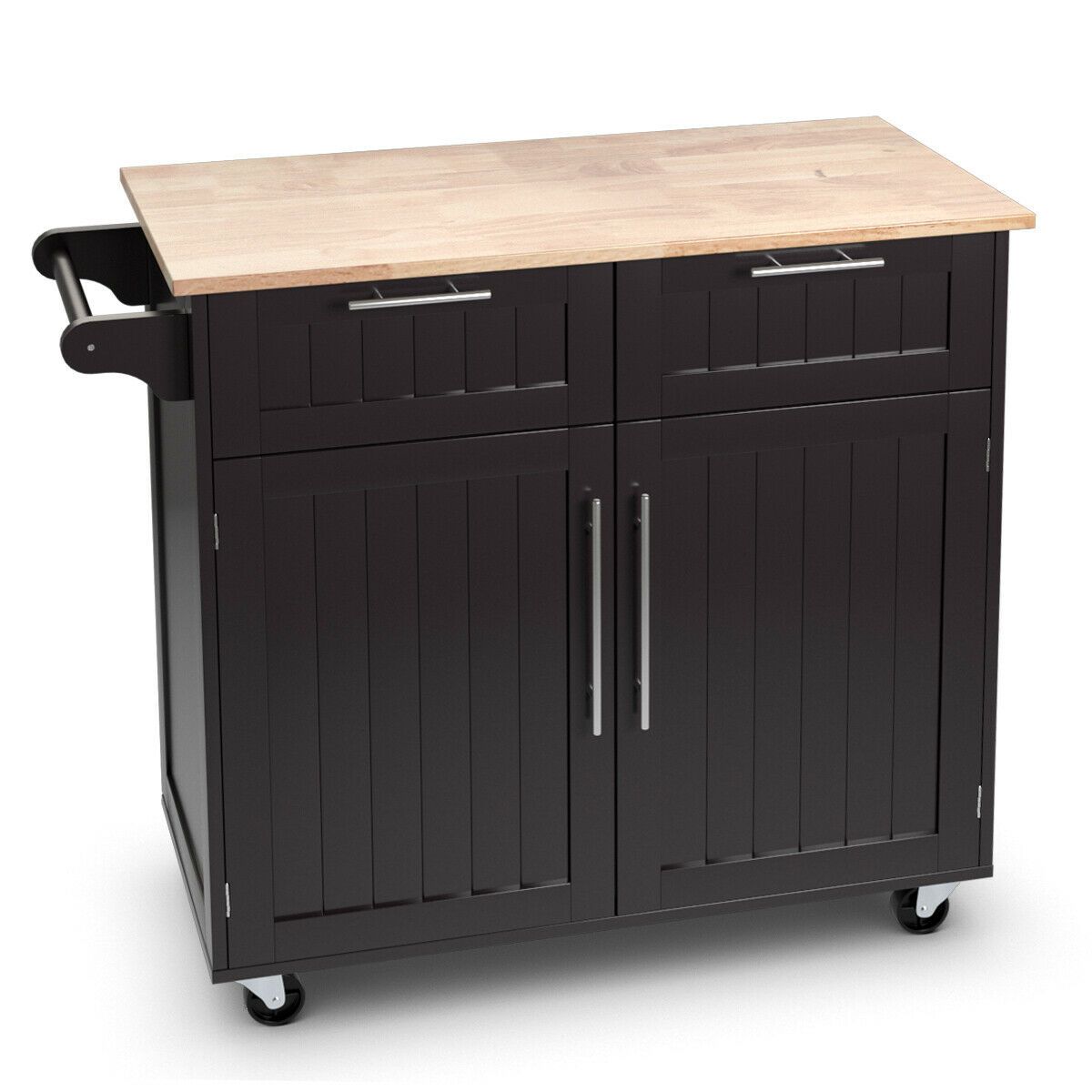 Kitchen Cart – Culinvaro Rolling Kitchen Cart Island Heavy Duty Storage Brown Trolley Cabinet Utility Modern