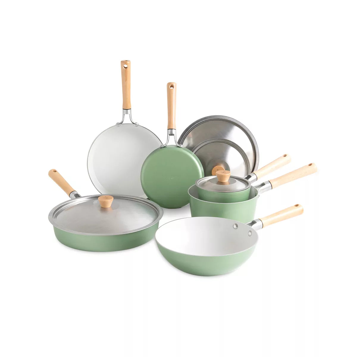 Cookware Set – 10 Piece Nonstick Pan Set with Lids – Green