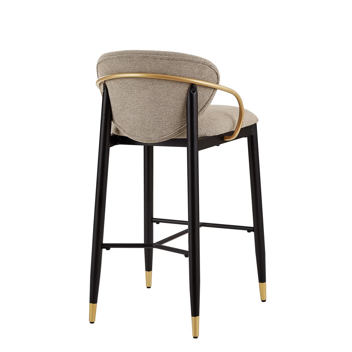 Modern Metal Upholstered Barstools with Tapered Leg Set of 2 Black/Beige