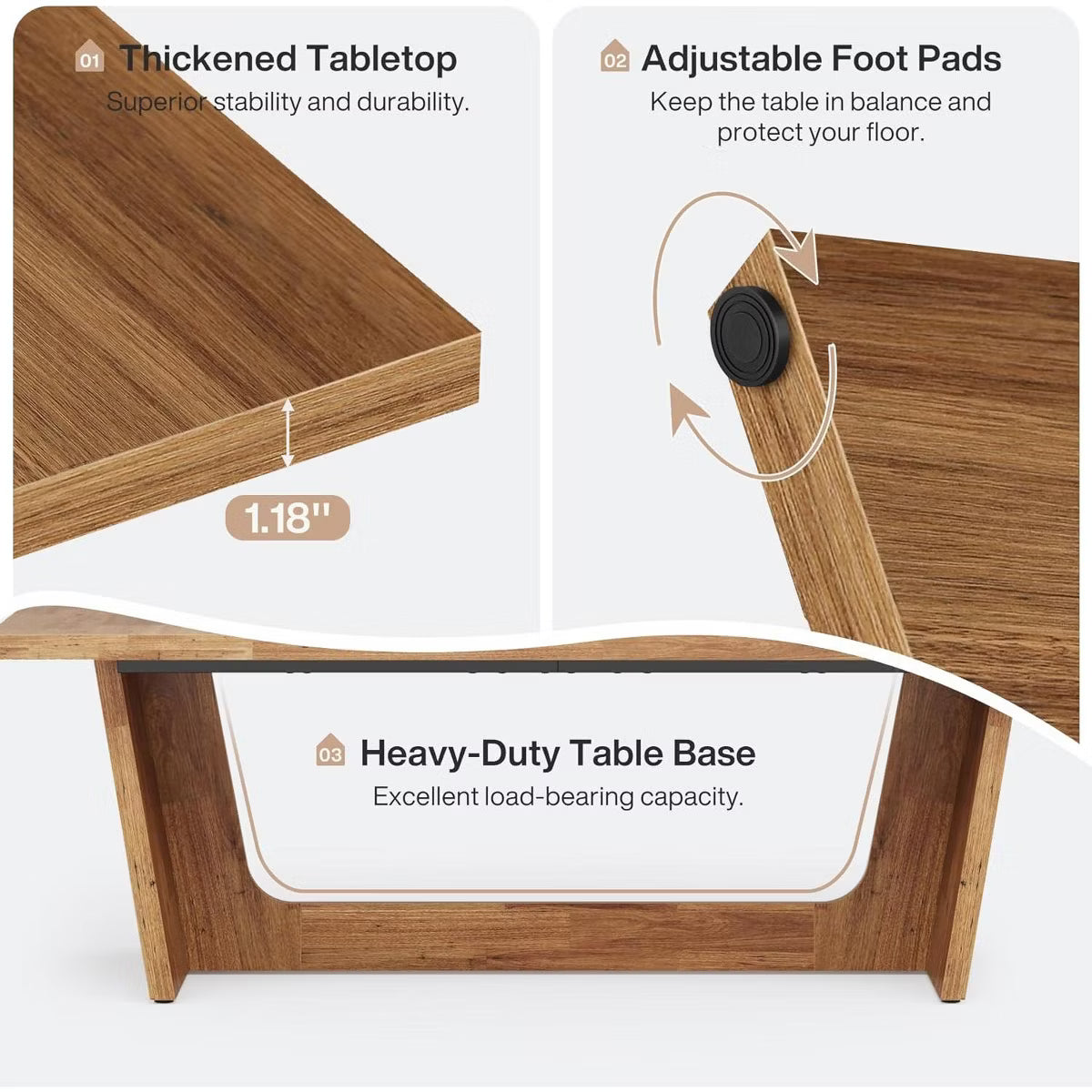 Dining Table – Culinvaro 70.9-Inch Wood Dining Room Table, Rectangular Farmhouse Dining Table