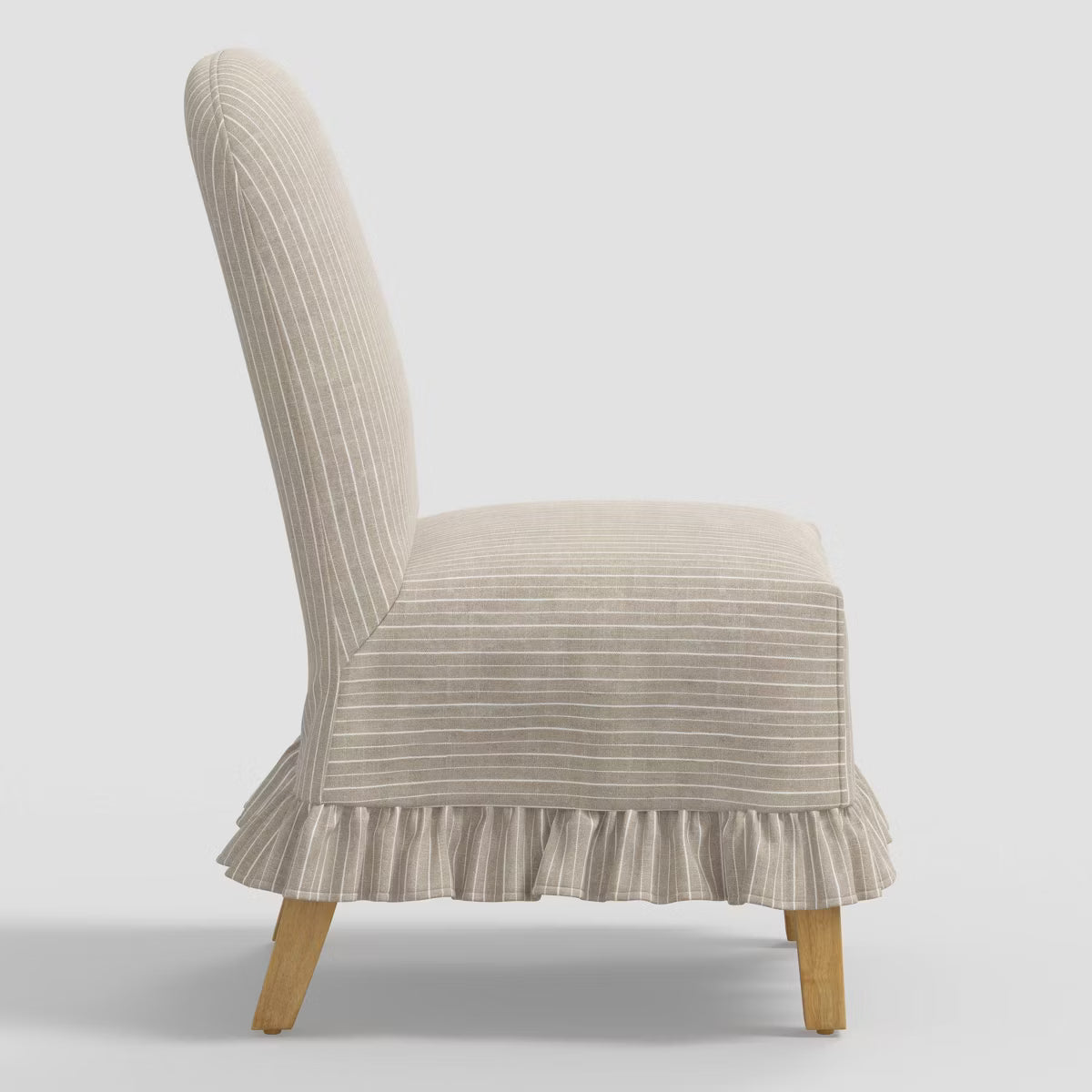 Ivy Ruffled Slipcover Dining Chair in Pinstripe Linen
