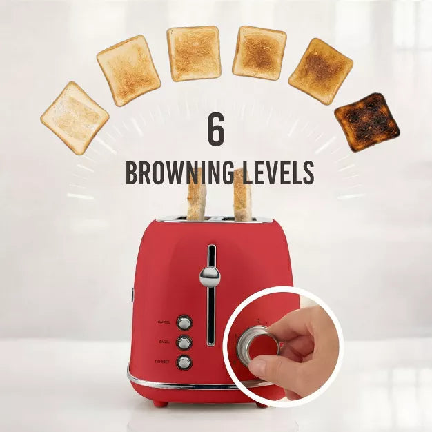 Toaster – Classic Retro 2-Slice Toaster – Red