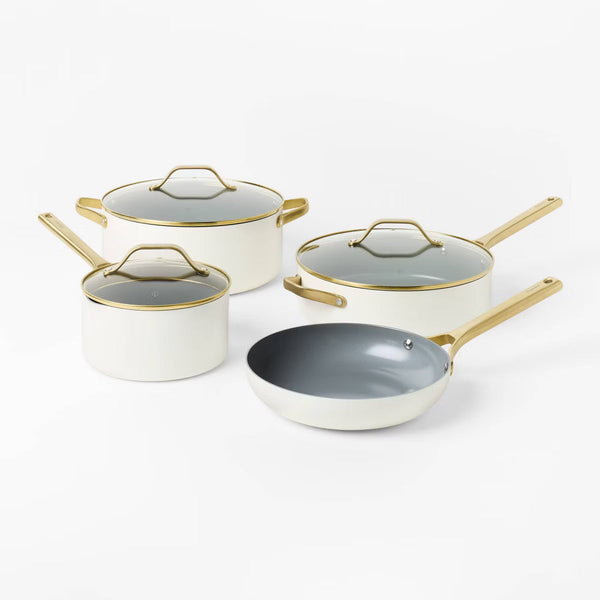 Cookware Set – 7pc Nonstick Ceramic Coated Aluminum Cookware Set – Cream