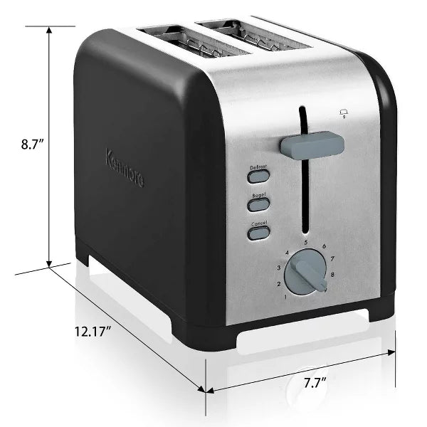 Toaster – 2-Slice Toaster with Wide Slot & Bagel – Stainless Steel