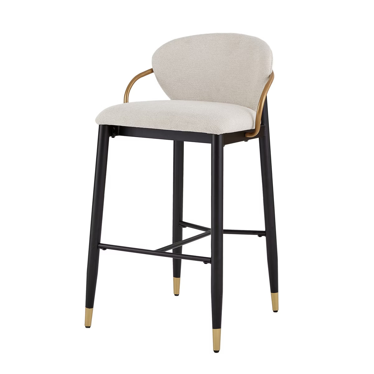 Modern Metal Upholstered Barstools with Tapered Leg Set of 2 Black/Beige