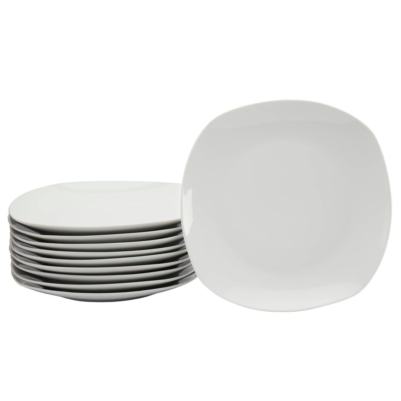 Dinner Plate – Culinvaro 0.5" 10pk Porcelain Square Catering Dinner Plates White