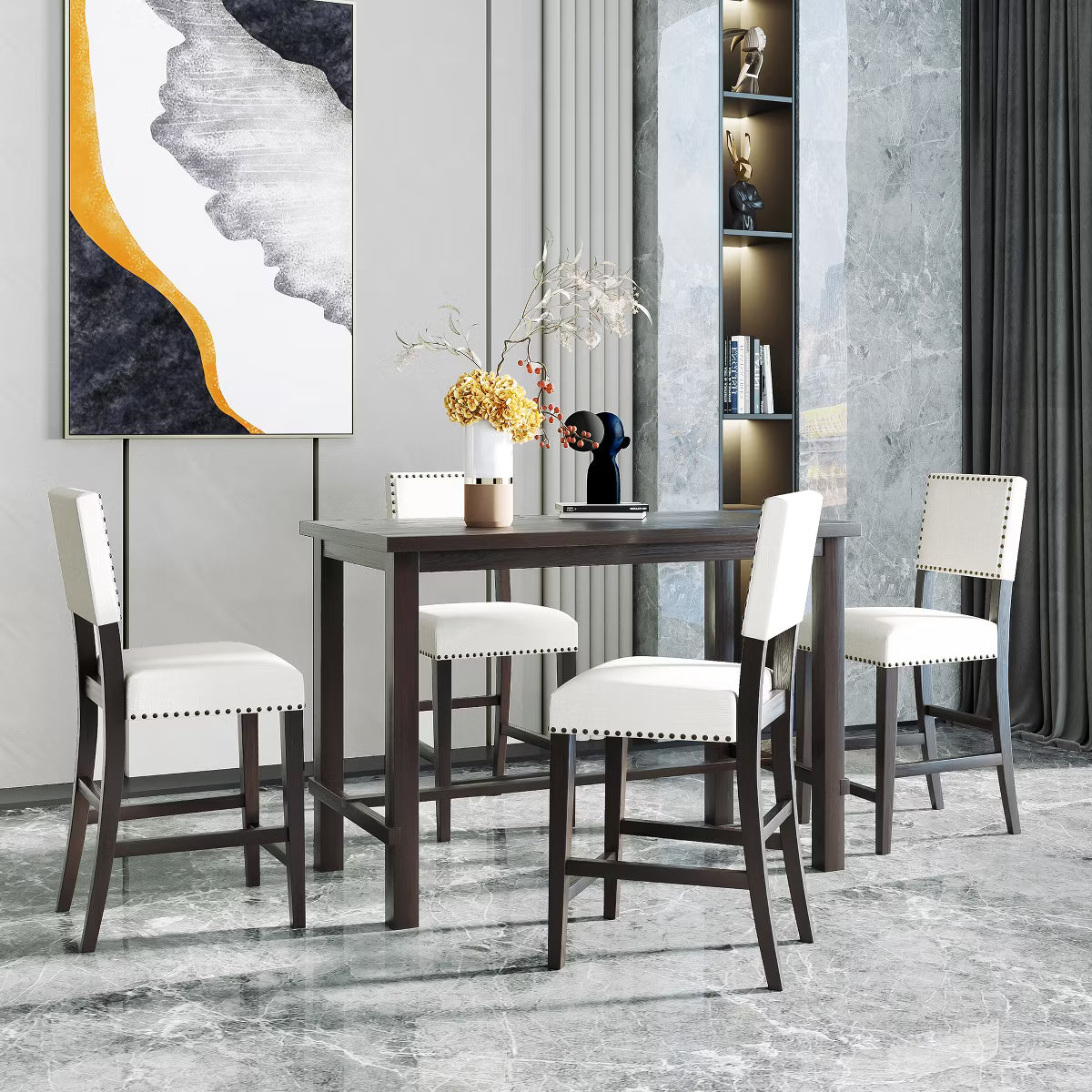 Dining Set – Culinvaro 5-Piece Counter Height Dining Set Espresso