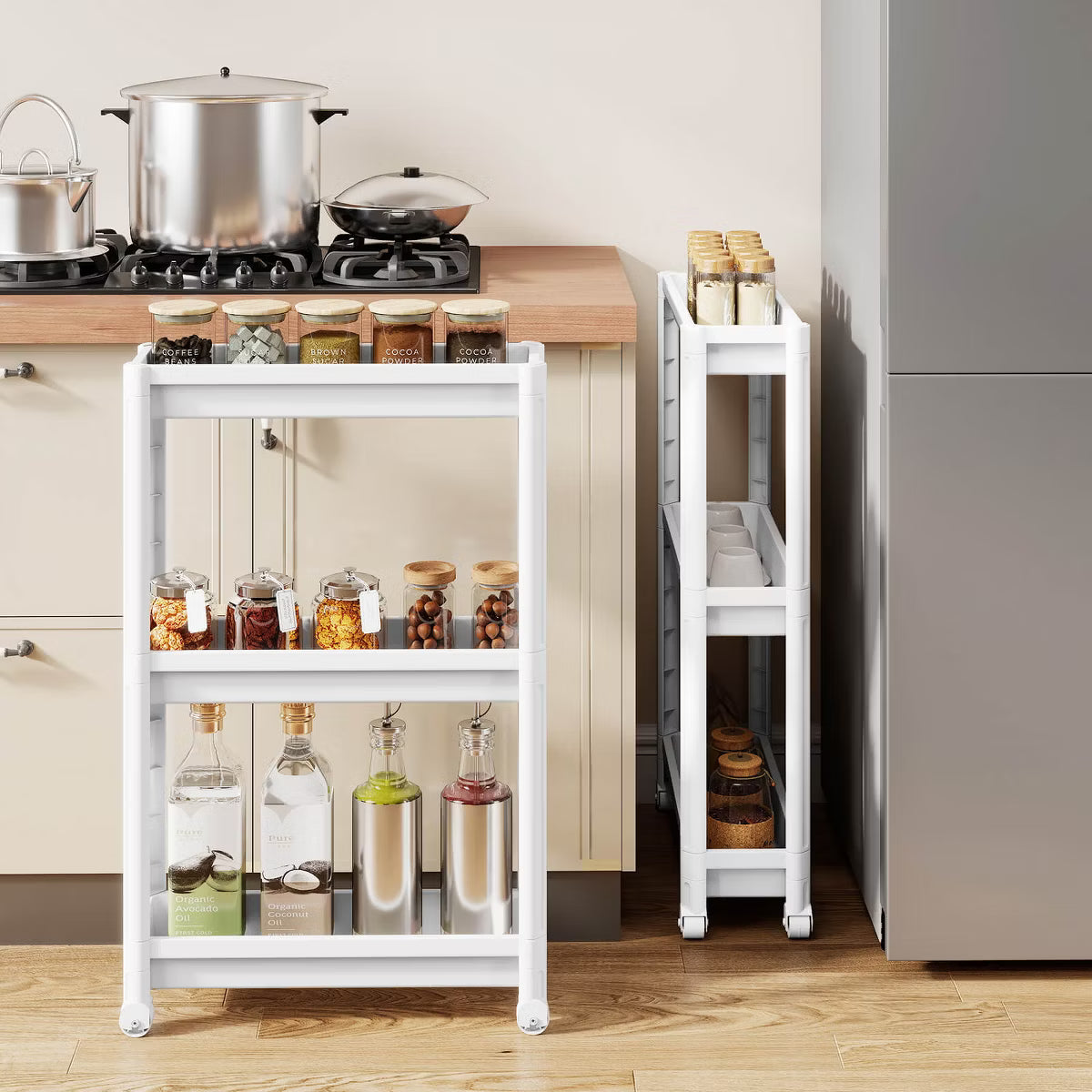 Storage Cart – Culinvaro 3-Tier Slim Rolling Storage Cart 2-Pack with Wheels