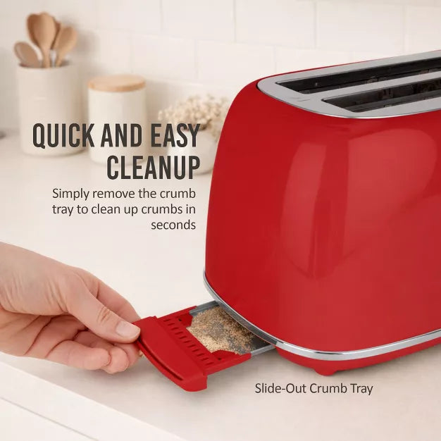 Toaster – Classic Retro 2-Slice Toaster – Red