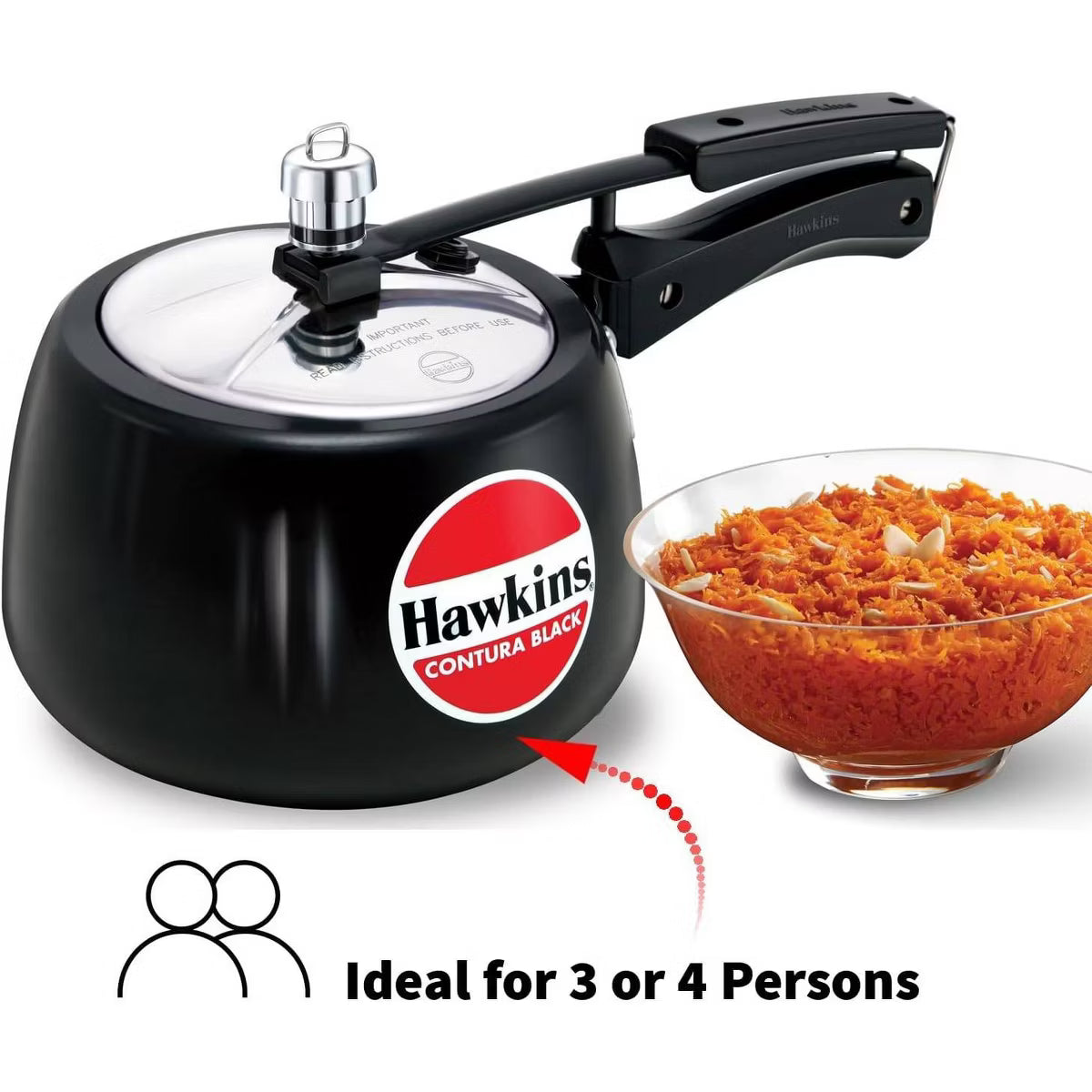 Pressure Cooker – 3L Hard Anodized Pressure Cooker: Aluminum – Black