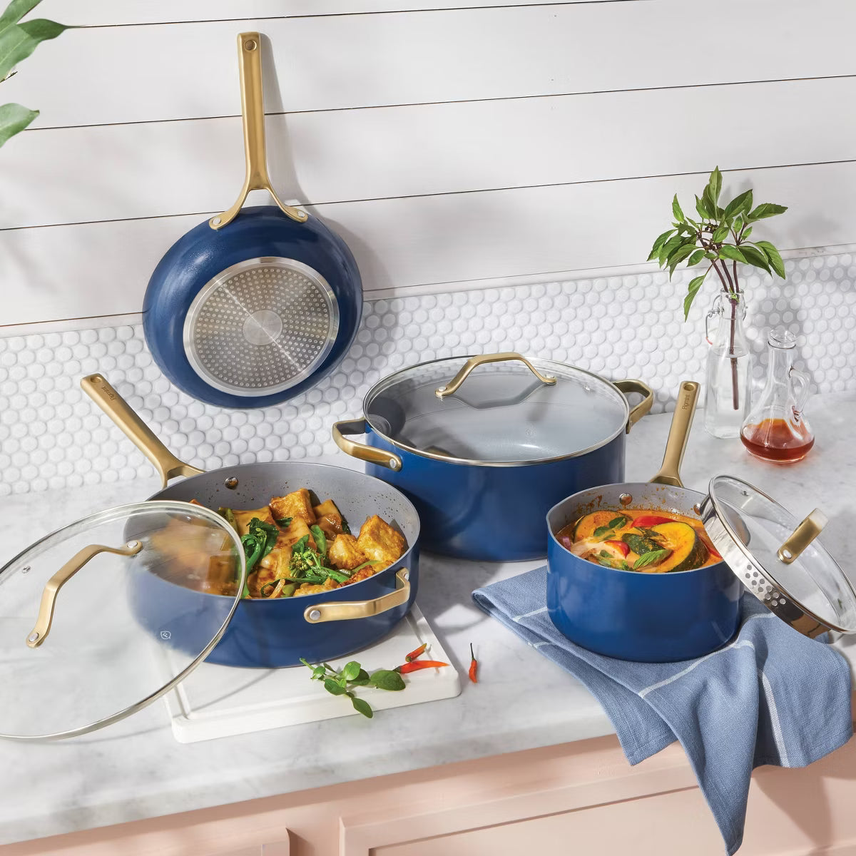 Cookware Set – 7pc Nonstick Ceramic Coated Aluminum Cookware Set – Navy