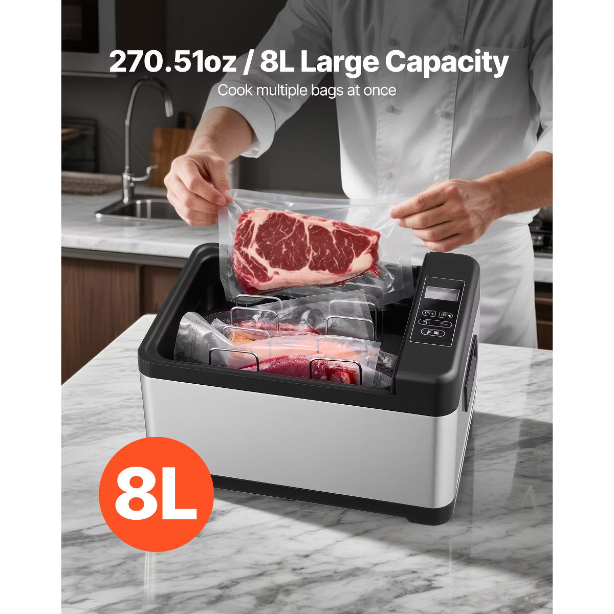 Pressure Cooker – Cooker 800W Sous-Vide Machine with LED Digital Display – Natural