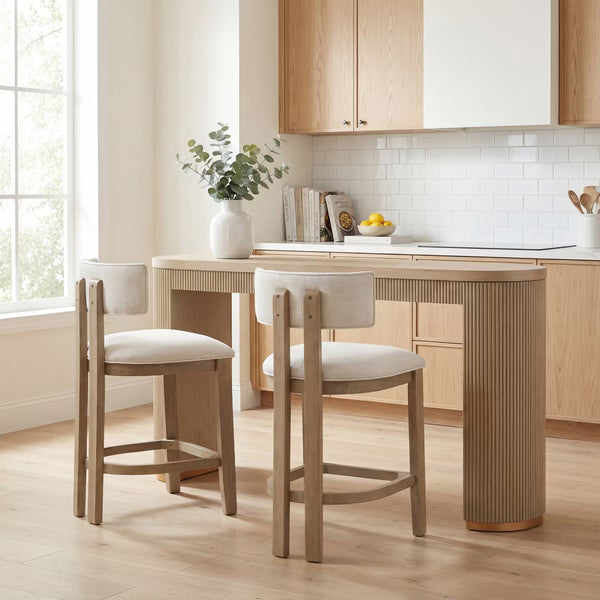 Dining Chair – Culinvaro Johnson 3 Piece Farmhouse Rubberwood Upholstered Counter Height Dining Chairs with Fluted Table