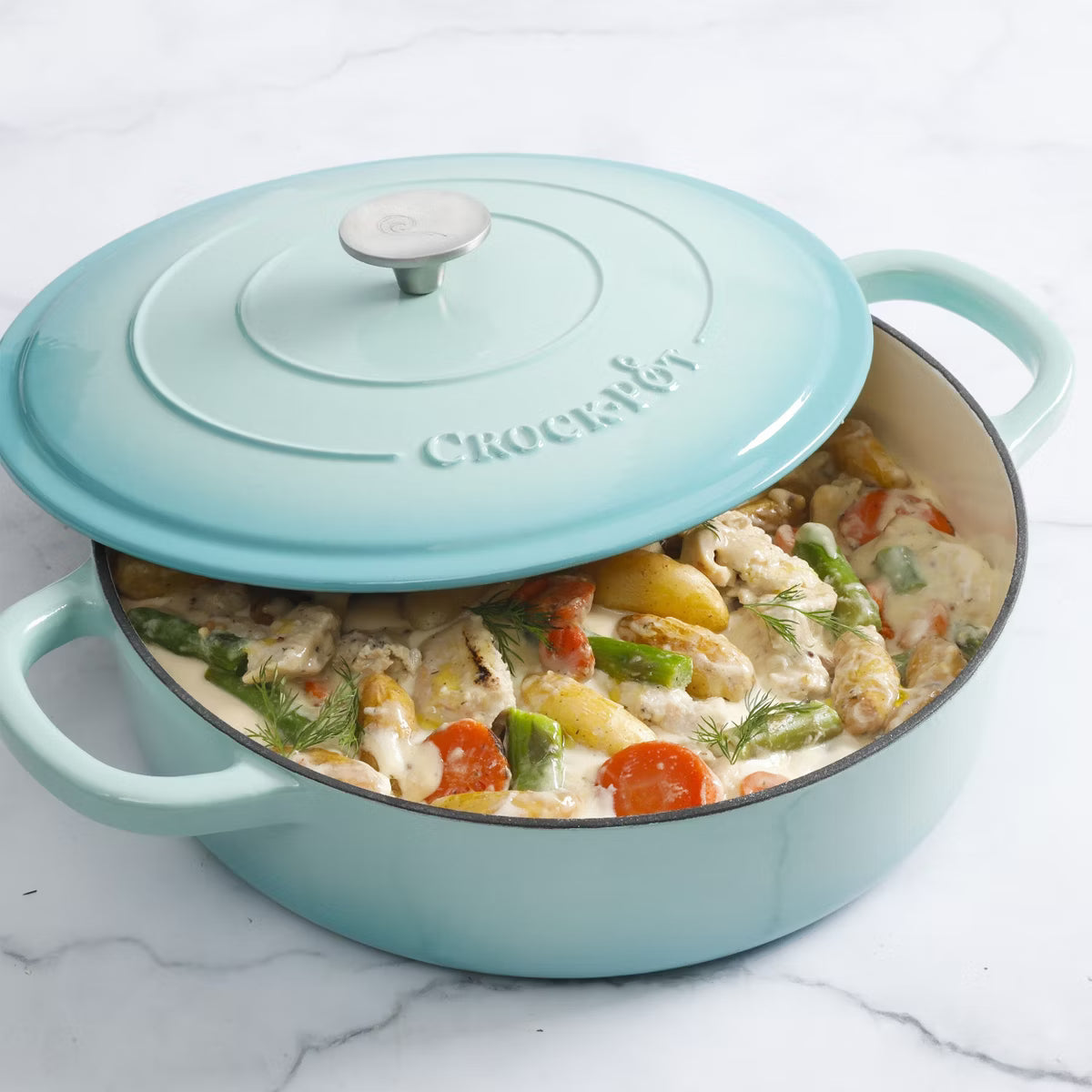Dutch Oven – 5 Quart Artisan Enameled Cast Iron Braiser Pan – Blue