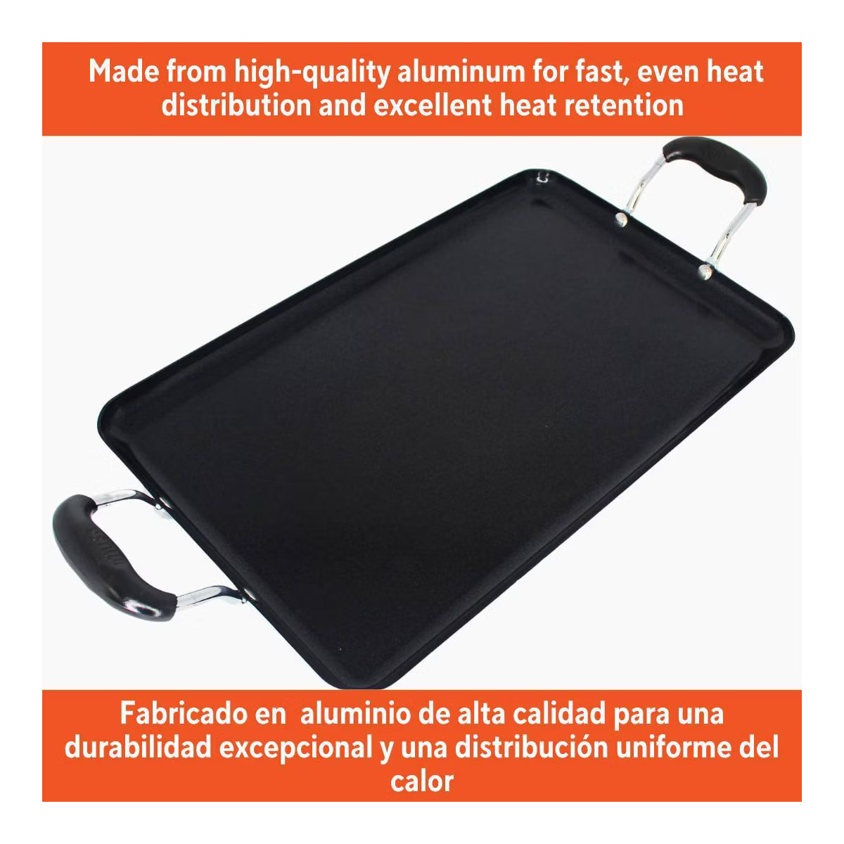 Griddle Pan – 17"x10"Ceramic Double Burner Griddle – Black