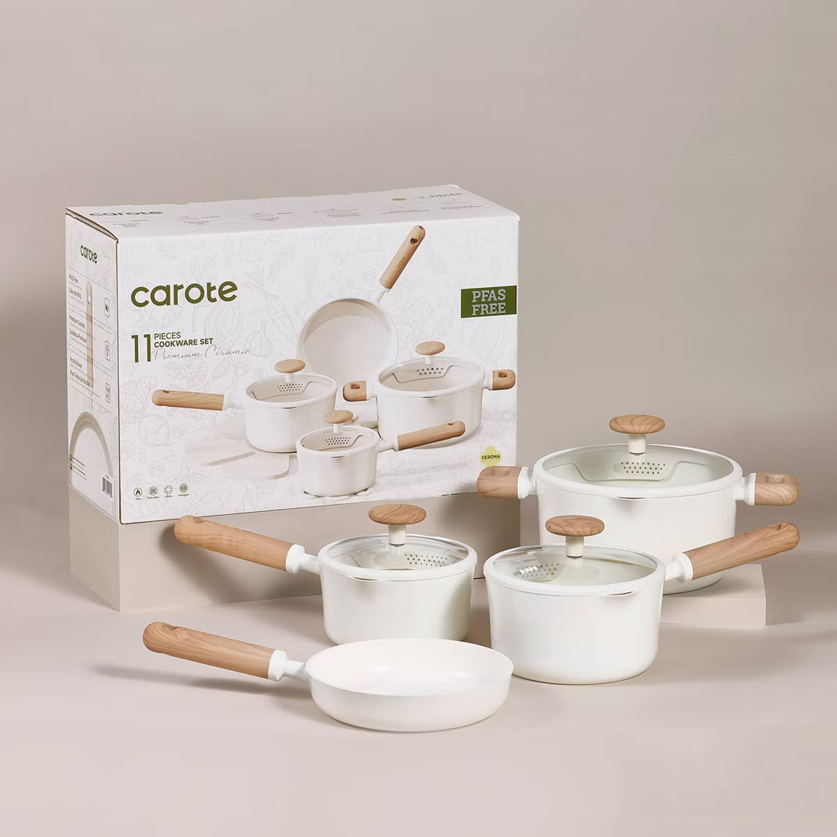Cookware Set – 11pc Ceramic Nonstick Cookware Set 4.44 out of 5 stars – Cream
