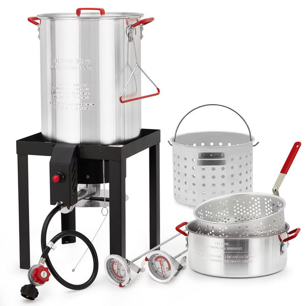 Deep Fryer – 30QT Turkey Fryer, 10QT Fish Fryer Combo Kit – White