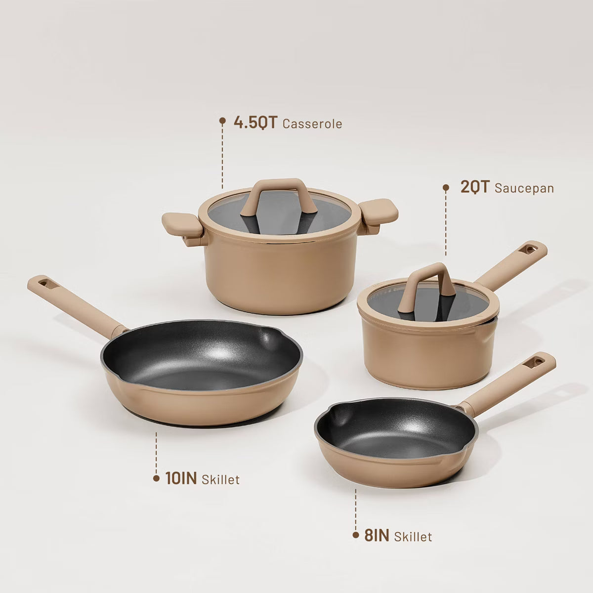 Cookware Set – 9pc Nonstick Cookware Set Taupe – Black
