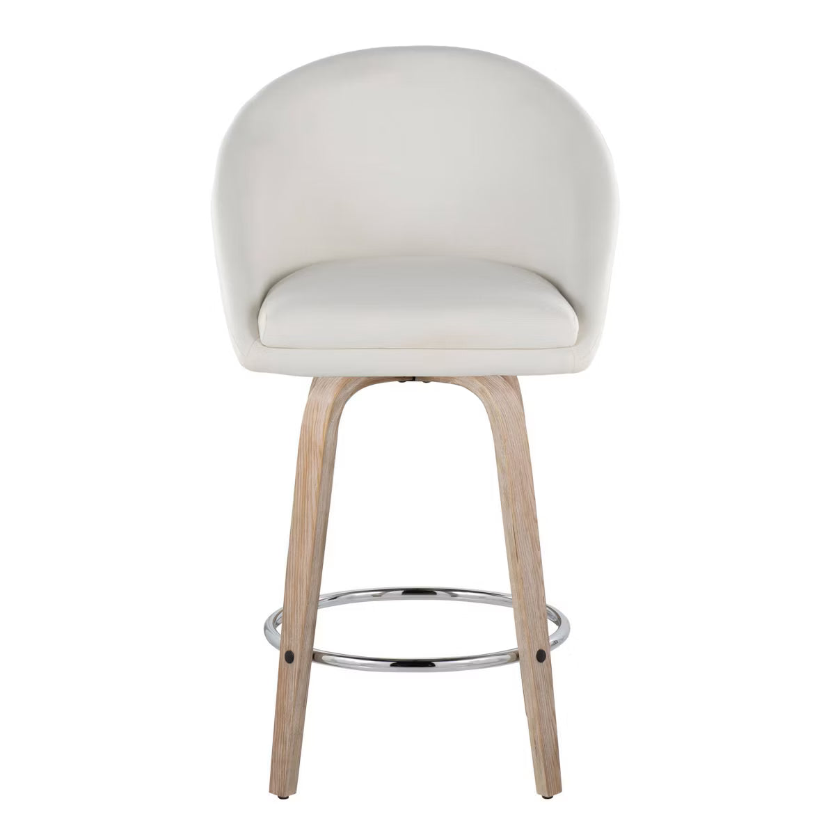 Lumisource Set of 2 Matisse 26" Fixed Height Counter Stools In Whitewashed Wood/Cream Fabric