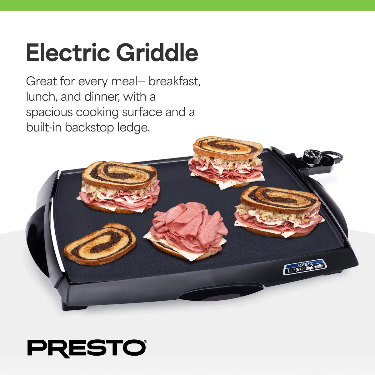 Electric Griddle – ilt 'n Drain Electric BigGriddle with Nonstick Ceramic Cooking Surface – Black