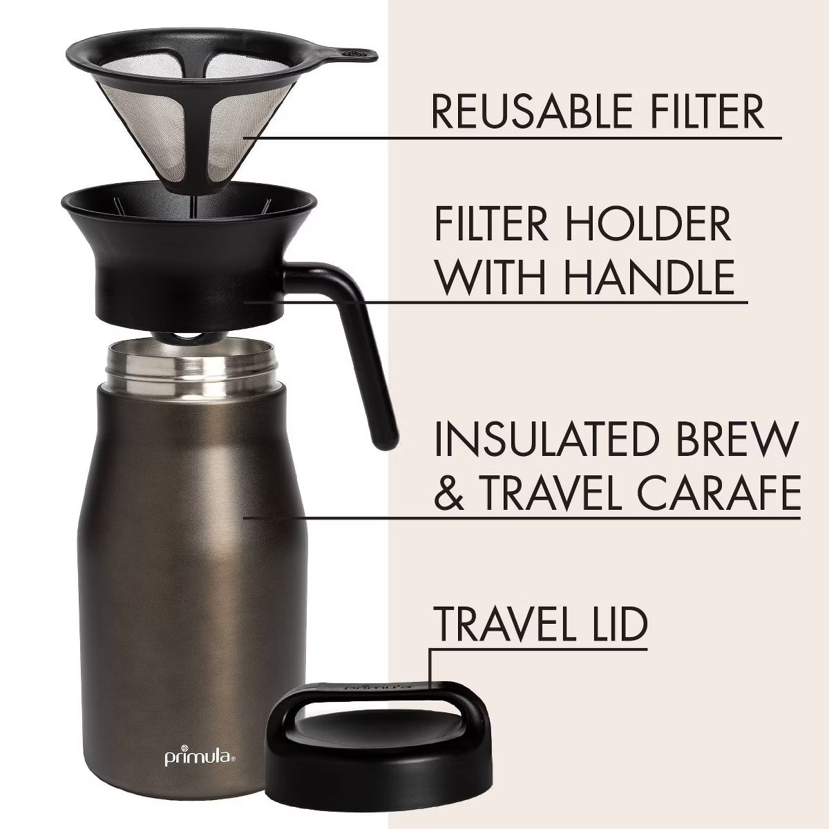 48oz Stainless Steel Insulated Pour Over Coffee Maker with Filter