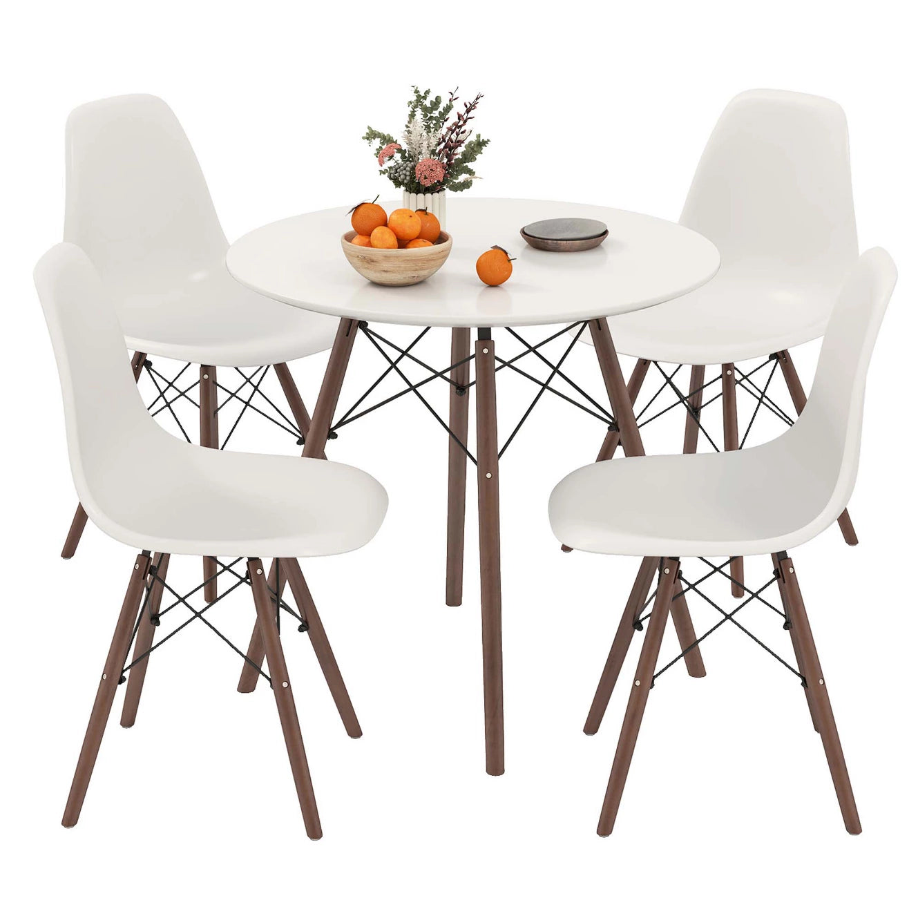 Dining Set – Culinvaro Dining Table Set Modern 5 PCS For 4 Round Dining Room Table Set with Solid Wood Leg