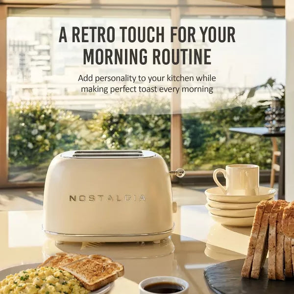 Toaster – Classic Retro 2-Slice Toaster – Cream