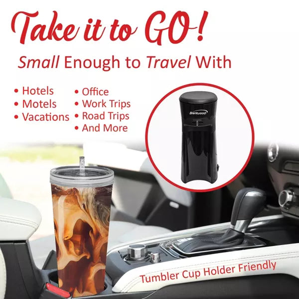 Single-Serve Coffee Maker – Single Serve Iced Coffee Tea Maker with 20 Ounce Insulated Tumbler – Black