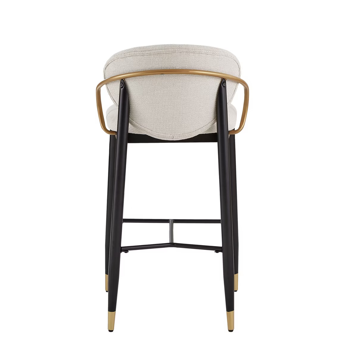 Modern Metal Upholstered Barstools with Tapered Leg Set of 2 Black/Beige