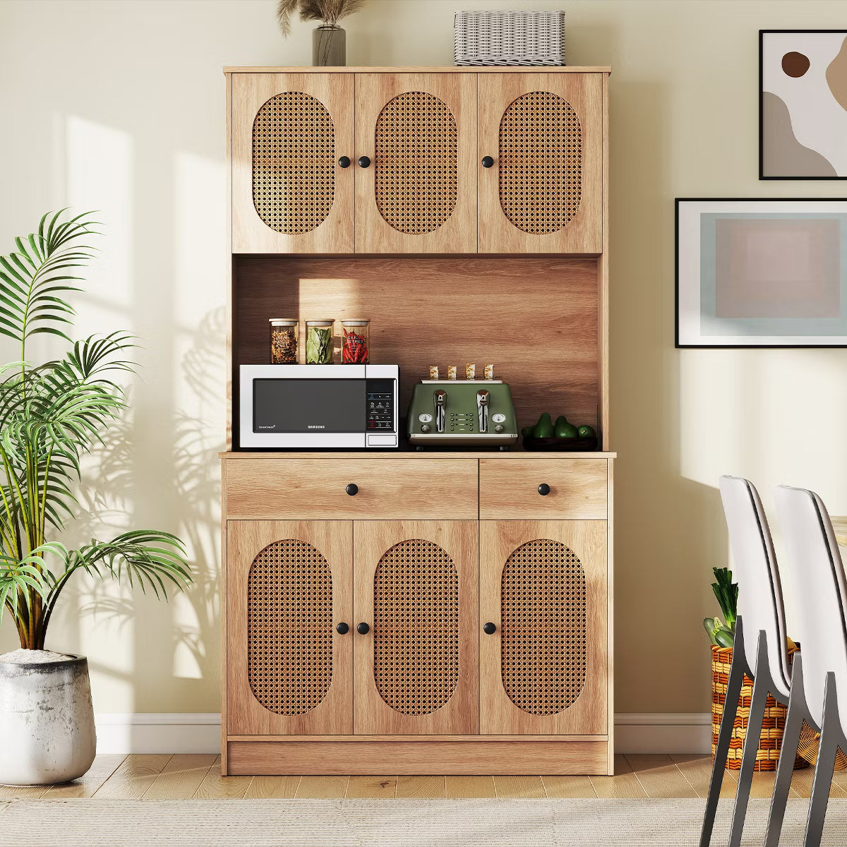Buffet Cabinet – Culinvaro Kitchen Pantry Cabinet w/ Charging Station 71" Tall Kitchen Buffet Cabinet