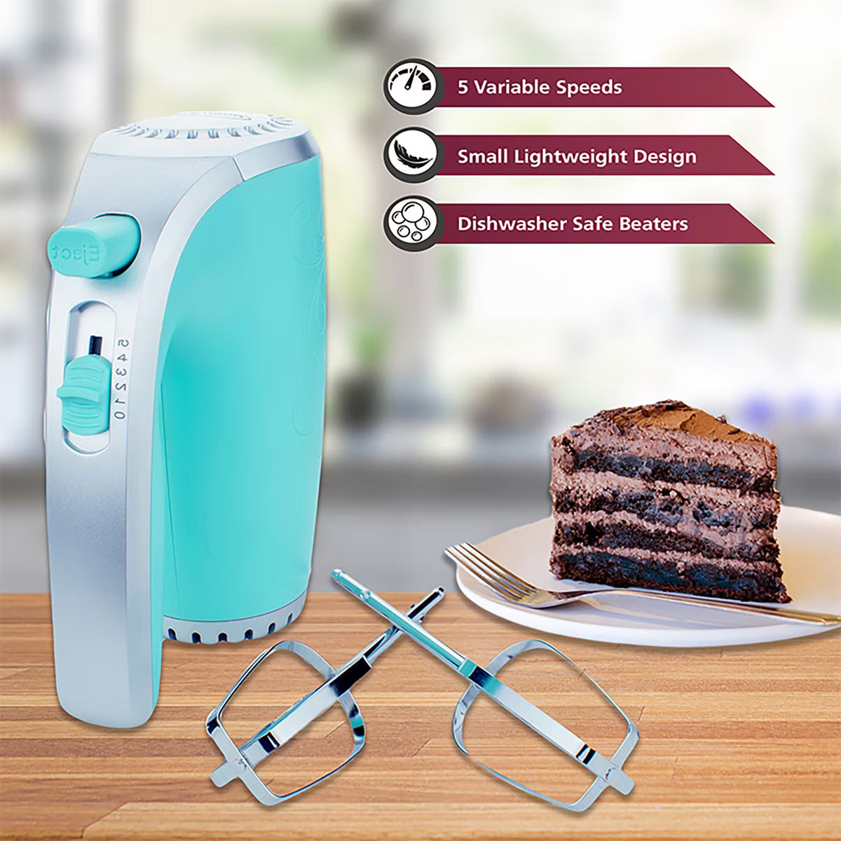 Hand Mixer – Lightweight 5-Speed Electric Hand Mixer – Sky Blue