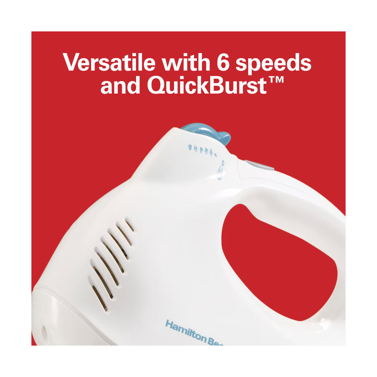 Hand Mixer – 6 Speed Hand Mixer with Snap-On Case 3 Attachments Quickburst – White