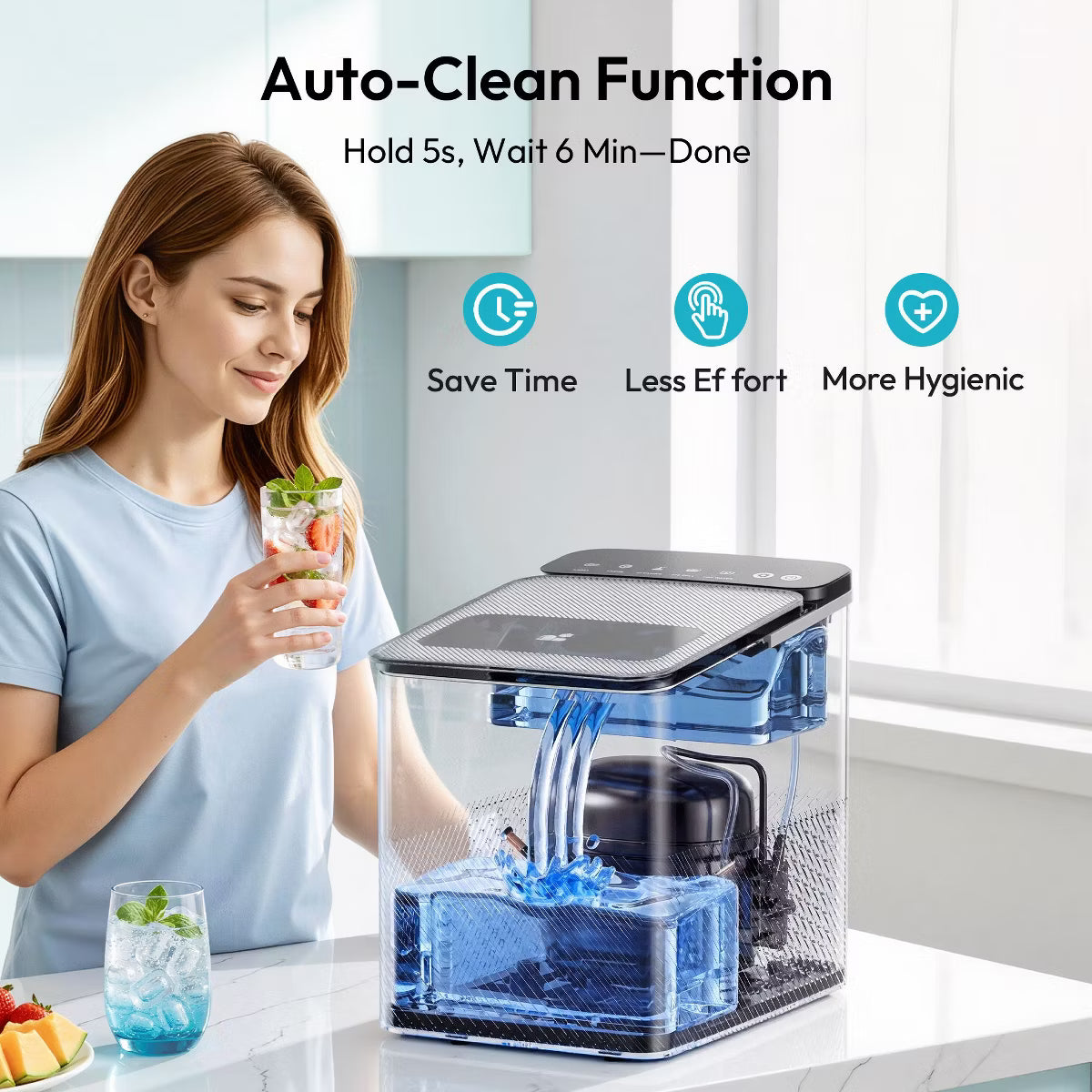 Ice Maker – Portable Bullet Ice Machine with Self Cleaning – Black
