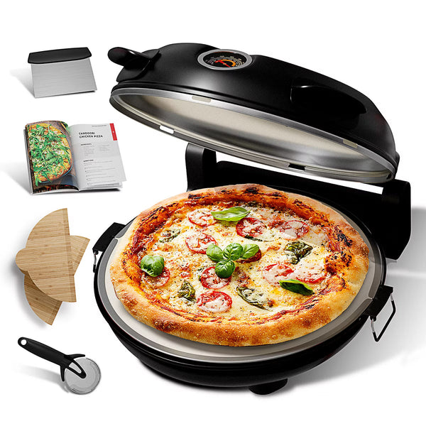 Pizza Oven – Electric Pizza Oven Indoor, 12 Inch Portable Stone Pizza Oven – Black