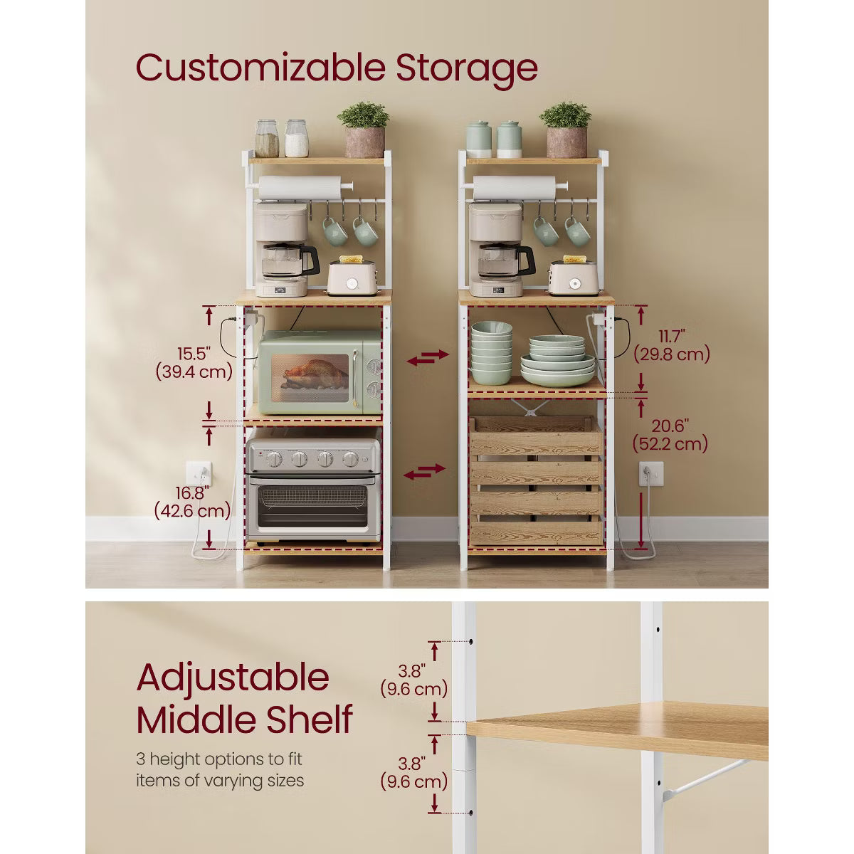 Baker's Rack – Culinvaro Kitchen Bakers Rack with Power Outlet