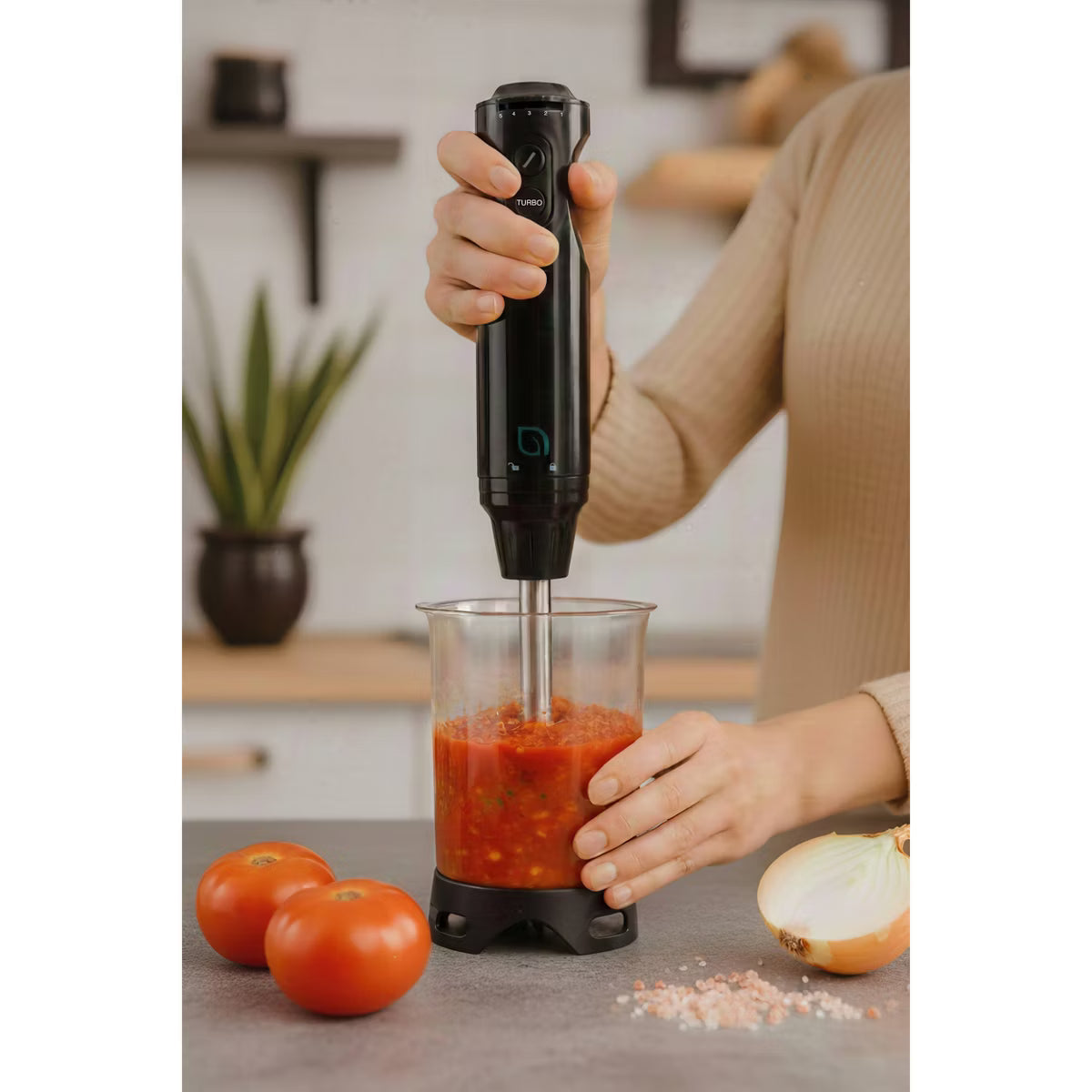 Blender Handheld with Shaft 500W Hand Blender for Kitchen – Black