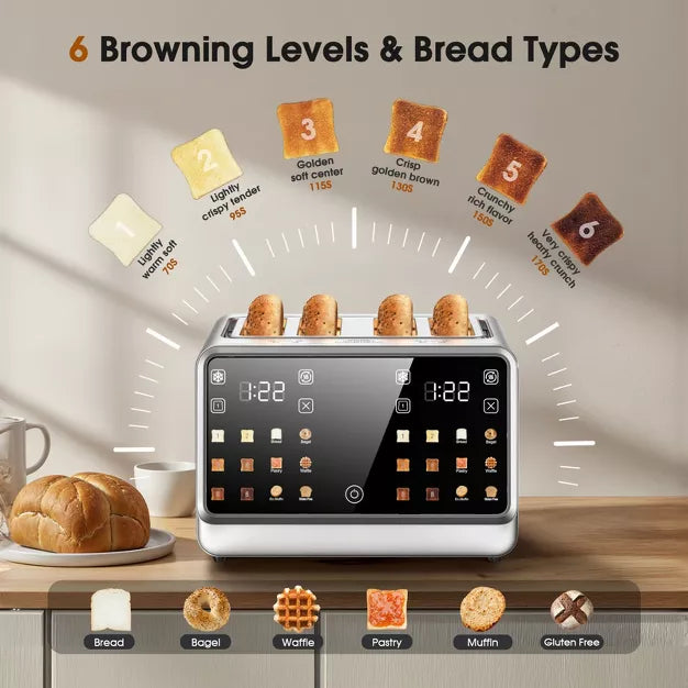 Toaster – 4 Slice Smart Touchscreen Toaster – White