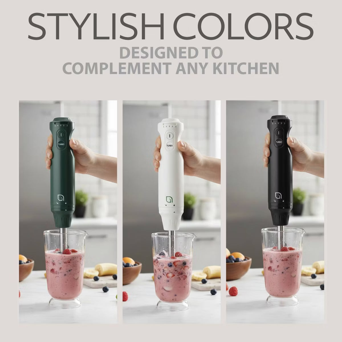 Blender Handheld with Shaft 500W Hand Blender for Kitchen – Green